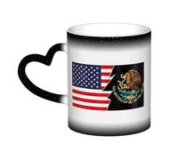 KWQDOZF Stemma del Messico e dell'America Tazza in ceramica sensibile al calore che cambia colore Tazza isolata Novità Tazze da viaggio uniche Tazze per la casa 11 OZ
