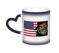 KWQDOZF Stemma del Messico e dell'America Tazza in ceramica sensibile al calore che cambia colore Tazza isolata Novità Tazze da viaggio uniche Tazze per la casa 11 OZ