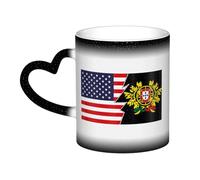 KWQDOZF Stemma del Portogallo e dell'America Tazza in ceramica sensibile al calore che cambia colore Tazza isolata Novità Tazze da viaggio uniche Tazze per la casa 11 OZ