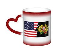 KWQDOZF Stemma del Portogallo e dell'America Tazza in ceramica sensibile al calore che cambia colore Tazza isolata Novità Tazze da viaggio uniche Tazze per la casa 11 OZ
