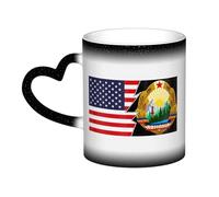KWQDOZF Stemma della Romania-1 e America Tazza in ceramica Tazza termica che cambia colore Tazza isolata Novità Tazze da viaggio uniche Tazze per la casa 11 OZ