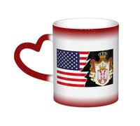 KWQDOZF Stemma della Serbia e dell'America Tazza in ceramica sensibile al calore che cambia colore Tazza isolata Novità Tazze da viaggio uniche Tazze per la casa 11 OZ