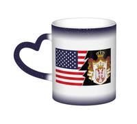 KWQDOZF Stemma della Serbia e dell'America Tazza in ceramica sensibile al calore che cambia colore Tazza isolata Novità Tazze da viaggio uniche Tazze per la casa 11 OZ