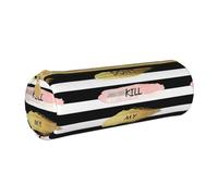 KWQDOZF Stripe Don't Kill My Vibe Astuccio rotondo Astuccio in pelle Astuccio per penne Astuccio per trucchi per donne Uomini Scuola Ufficio e viaggi