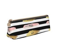 KWQDOZF Stripe Don't Kill My Vibe Astuccio triangolare Astuccio in pelle Astuccio per penne Astuccio per trucchi per donne Uomini Scuola Ufficio e viaggi