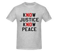KWQDOZF T-Shirt Girocollo a Maniche Corte in Cotone da Uomo Know Justice Know Peace No Justice No Peace, Unisex, Stile Classico, Taglia 4XL, Grigio