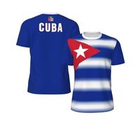 KWQDOZF T-Shirt in Jersey a Rete con Bandiera di Cuba e Stampa 3D a Gradiente di Colore, Ideale per Corsa e Ciclismo.