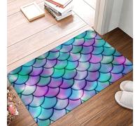 KWQDOZF Tappetini a forma di squame di pesce sirena, zerbino di benvenuto per interni ed esterni 16 x 24 pollici