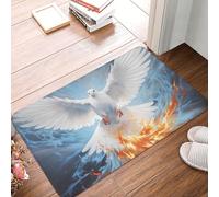 KWQDOZF Tappetini bianchi con colomba dello Spirito Santo, zerbino di benvenuto per interni ed esterni 16 x 24 pollici