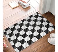 KWQDOZF Tappetini con bandiere a scacchi per gare automobilistiche, zerbino di benvenuto per interni ed esterni, 16 x 24 pollici