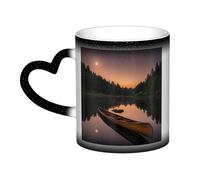 KWQDOZF Tazza che cambia colore con canoa al chiaro di luna, fiume Allagash, nel cielo: incanta i tuoi momenti