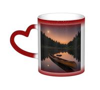 KWQDOZF Tazza che cambia colore con canoa al chiaro di luna, fiume Allagash, nel cielo: incanta i tuoi momenti