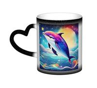KWQDOZF Tazza che cambia colore con delfino dell'oceano e cielo stellato colorato nel cielo: incanta i tuoi momenti