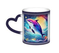 KWQDOZF Tazza che cambia colore con delfino dell'oceano e cielo stellato colorato nel cielo: incanta i tuoi momenti