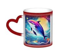 KWQDOZF Tazza che cambia colore con delfino dell'oceano e cielo stellato colorato nel cielo: incanta i tuoi momenti