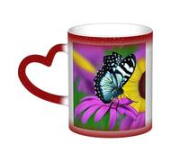 KWQDOZF Tazza che cambia colore con farfalla su margherita nel cielo: incanta i tuoi momenti