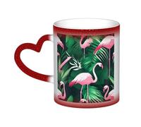 KWQDOZF Tazza che cambia colore con foglia verde e fenicottero nel cielo: incanta i tuoi momenti