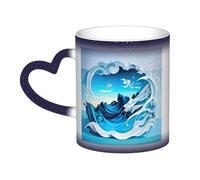 KWQDOZF Tazza che cambia colore con onda dell'oceano nel cielo: incanta i tuoi momenti
