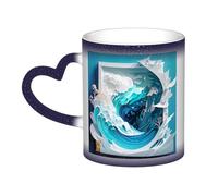 KWQDOZF Tazza che cambia colore con onda dell'oceano nel cielo: incanta i tuoi momenti