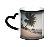 KWQDOZF Tazza che cambia colore con palma da spiaggia di sabbia nel cielo: incanta i tuoi momenti