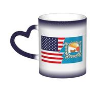 KWQDOZF Tazza con bandiera dei Lipovani e dell'America Tazza in ceramica sensibile al calore che cambia colore Tazza isolata Novità Tazze da viaggio uniche Tazze per la casa 11 OZ