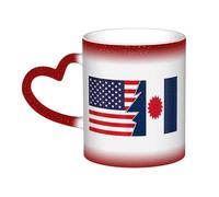 KWQDOZF Tazza con bandiera del popolo Tai Dam e America Tazza in ceramica sensibile al calore che cambia colore Tazza isolata Novità Tazze da viaggio uniche Tazze per la casa 11 OZ