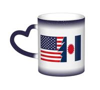 KWQDOZF Tazza con bandiera del popolo Tai Dam e America Tazza in ceramica sensibile al calore che cambia colore Tazza isolata Novità Tazze da viaggio uniche Tazze per la casa 11 OZ
