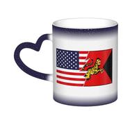 KWQDOZF Tazza con bandiera del regno di Chola e America, in ceramica, sensibile al calore, che cambia colore, isolata, novità, tazze da viaggio uniche, tazze per la casa, 11 OZ