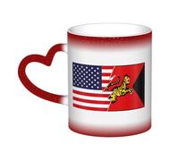 KWQDOZF Tazza con bandiera del regno di Chola e America, in ceramica, sensibile al calore, che cambia colore, isolata, novità, tazze da viaggio uniche, tazze per la casa, 11 OZ