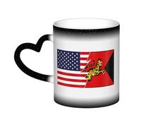 KWQDOZF Tazza con bandiera del regno di Chola e America, in ceramica, sensibile al calore, che cambia colore, isolata, novità, tazze da viaggio uniche, tazze per la casa, 11 OZ
