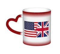 KWQDOZF Tazza con bandiera del Regno Unito e dell'America, in ceramica, sensibile al calore, che cambia colore, isolata, novità, tazze da viaggio uniche, tazze per la casa, 11 OZ
