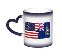 KWQDOZF Tazza con bandiera dell'isola di Ascensione e America, in ceramica, sensibile al calore, che cambia colore, isolata, novità, tazze da viaggio uniche, tazze per la casa, 11 OZ
