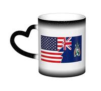 KWQDOZF Tazza con bandiera dell'isola di Ascensione e America, in ceramica, sensibile al calore, che cambia colore, isolata, novità, tazze da viaggio uniche, tazze per la casa, 11 OZ