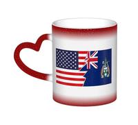 KWQDOZF Tazza con bandiera dell'isola di Ascensione e America, in ceramica, sensibile al calore, che cambia colore, isolata, novità, tazze da viaggio uniche, tazze per la casa, 11 OZ