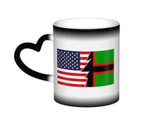 KWQDOZF Tazza con bandiera di Karel e America, in ceramica, sensibile al calore, che cambia colore, isolata, novità, tazze da viaggio uniche, tazze per la casa, 11 OZ