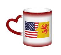 KWQDOZF Tazza con bandiera di Lapurdi e America, in ceramica, sensibile al calore, che cambia colore, isolata, novità, tazze da viaggio uniche, tazze per la casa, 11 OZ