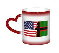 KWQDOZF Tazza con bandiera nazionale della Carelia e America, in ceramica, sensibile al calore, che cambia colore, isolata, novità, tazze da viaggio uniche, tazze per la casa, 11 OZ