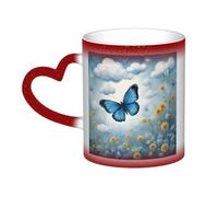 KWQDOZF Tazza con farfalla blu e nuvole che cambiano colore nel cielo: incanta i tuoi momenti