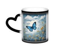 KWQDOZF Tazza con farfalla blu e nuvole che cambiano colore nel cielo: incanta i tuoi momenti