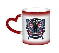 KWQDOZF Tazza con farfalla nei colori della bandiera degli Stati Uniti Tazza in ceramica sensibile al calore che cambia colore Tazza isolata Novità Tazze da viaggio uniche Tazze per la casa 11 OZ