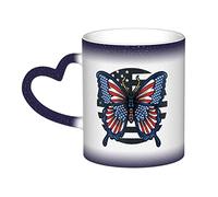 KWQDOZF Tazza con farfalla nei colori della bandiera degli Stati Uniti Tazza in ceramica sensibile al calore che cambia colore Tazza isolata Novità Tazze da viaggio uniche Tazze per la casa 11 OZ