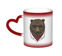 KWQDOZF Tazza con orso con occhiali Tazza in ceramica sensibile al calore che cambia colore Tazza isolata Novità Tazze da viaggio uniche Tazze per la casa 11 OZ