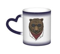 KWQDOZF Tazza con orso con occhiali Tazza in ceramica sensibile al calore che cambia colore Tazza isolata Novità Tazze da viaggio uniche Tazze per la casa 11 OZ