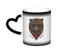 KWQDOZF Tazza con orso con occhiali Tazza in ceramica sensibile al calore che cambia colore Tazza isolata Novità Tazze da viaggio uniche Tazze per la casa 11 OZ