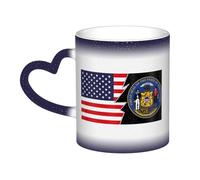 KWQDOZF Tazza con sigillo del Wisconsin e dell'America, in ceramica, sensibile al calore, che cambia colore, isolata, novità, tazze da viaggio uniche, tazze per la casa, 11 OZ