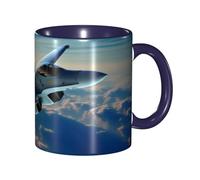 KWQDOZF Tazza da caffè con aerei da caccia divertenti - Tazza in ceramica bicolore da 11 once con motivo 3D | Regali carini per uomini, donne, ufficio, lavoro