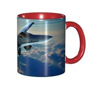KWQDOZF Tazza da caffè con aerei da caccia divertenti - Tazza in ceramica bicolore da 11 once con motivo 3D | Regali carini per uomini, donne, ufficio, lavoro