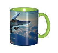 KWQDOZF Tazza da caffè con aerei da caccia divertenti - Tazza in ceramica bicolore da 11 once con motivo 3D | Regali carini per uomini, donne, ufficio, lavoro