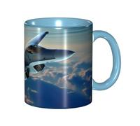 KWQDOZF Tazza da caffè con aerei da caccia divertenti - Tazza in ceramica bicolore da 11 once con motivo 3D | Regali carini per uomini, donne, ufficio, lavoro