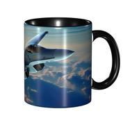 KWQDOZF Tazza da caffè con aerei da caccia divertenti - Tazza in ceramica bicolore da 11 once con motivo 3D | Regali carini per uomini, donne, ufficio, lavoro